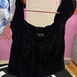 I.AM.GIA Black Ruched Blouse